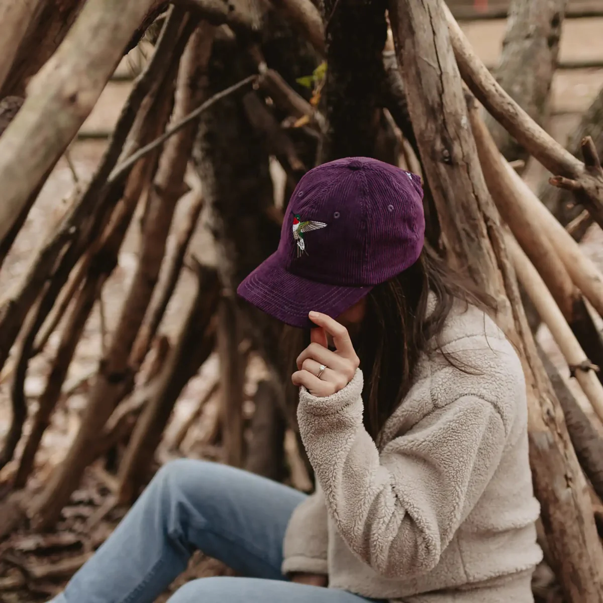 Ruby-throated Hummingbird Corduroy Hat - Image 3